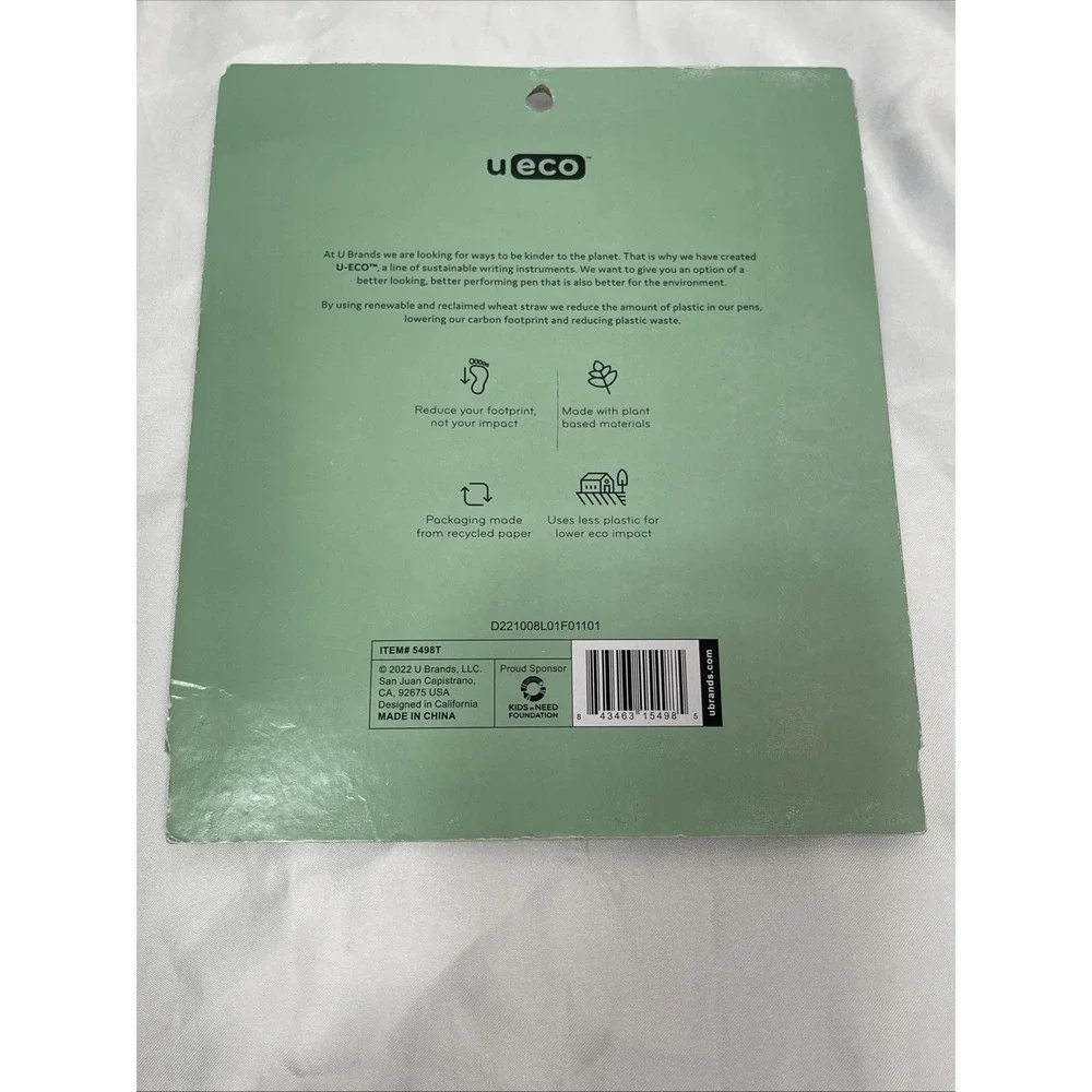 U Brand U-Eco 8 Ct Gel Ink Pens w Refills Essential Speckle 0.7 MM Black‎ Ink
